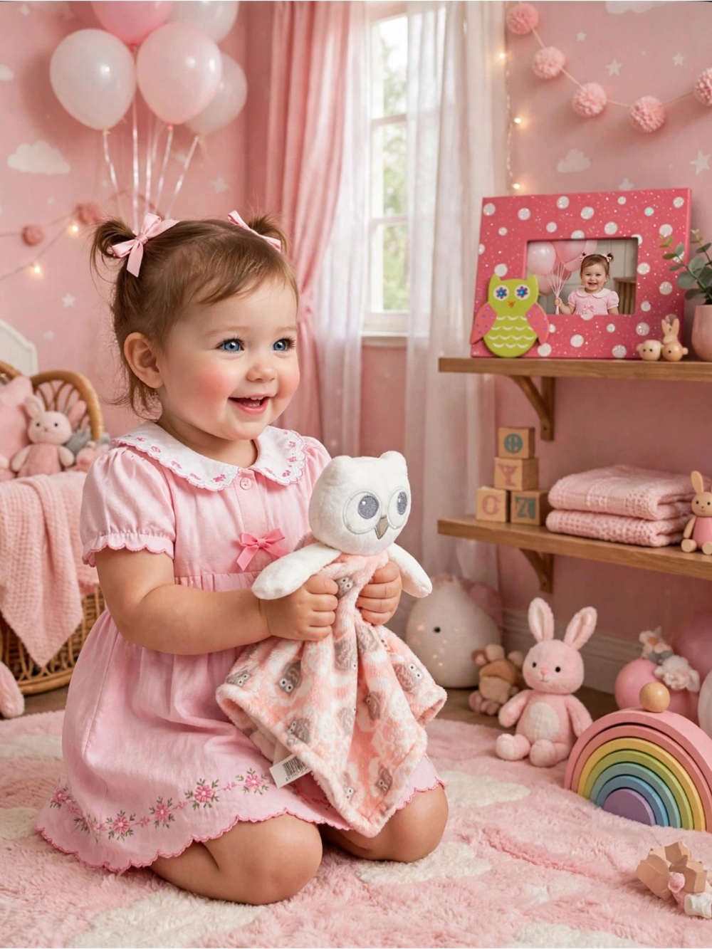 🍭🍬Set of Plushy Towel and Polka Dot Pink Gorgeous Frame 🍭🍬🍭